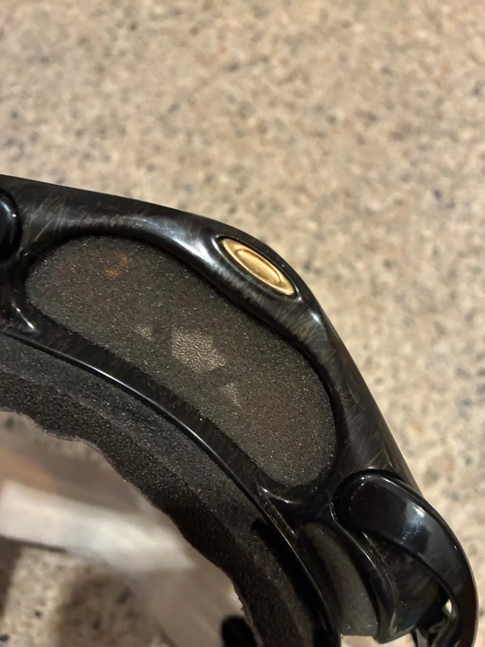 Oakley Splice Goggles Gold Black Frame Persimmon with patterned strap